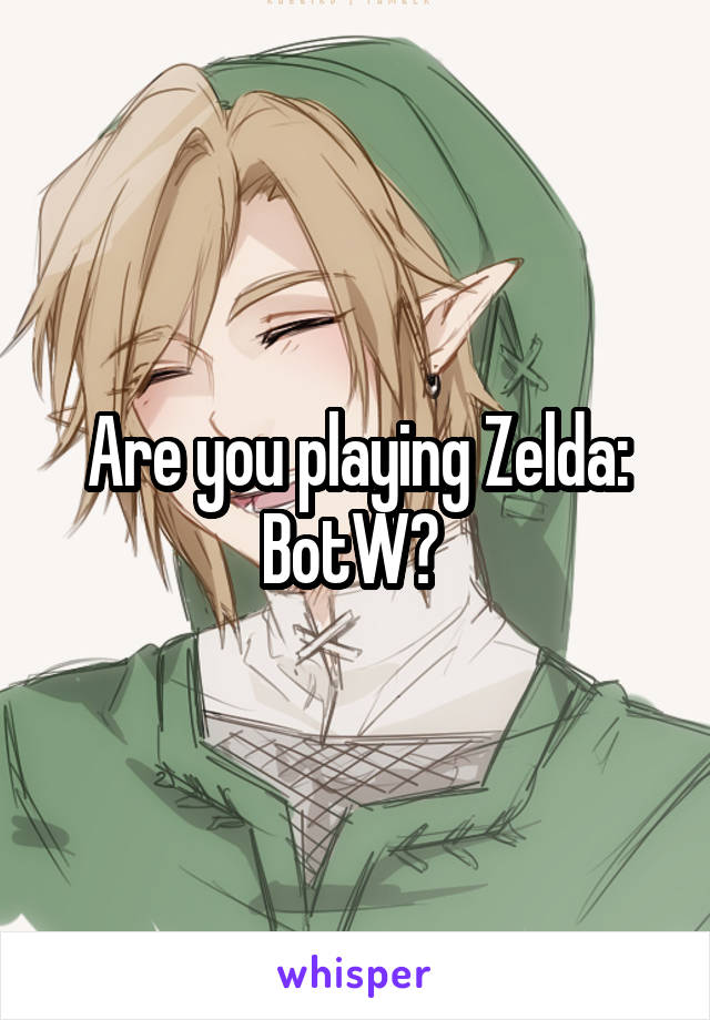 Are you playing Zelda: BotW? 