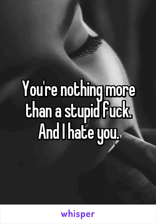 You're nothing more than a stupid fuck.
And I hate you.