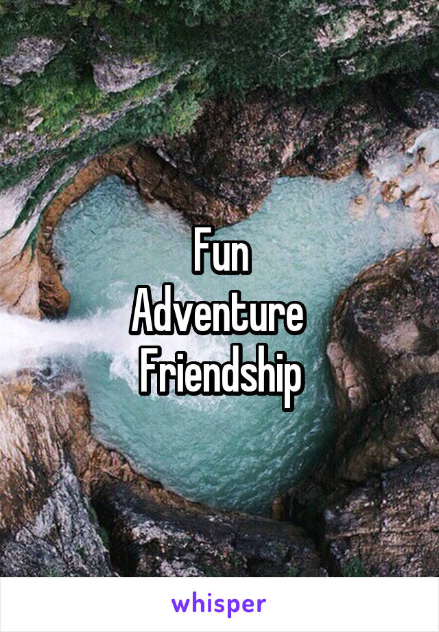 Fun
Adventure 
Friendship