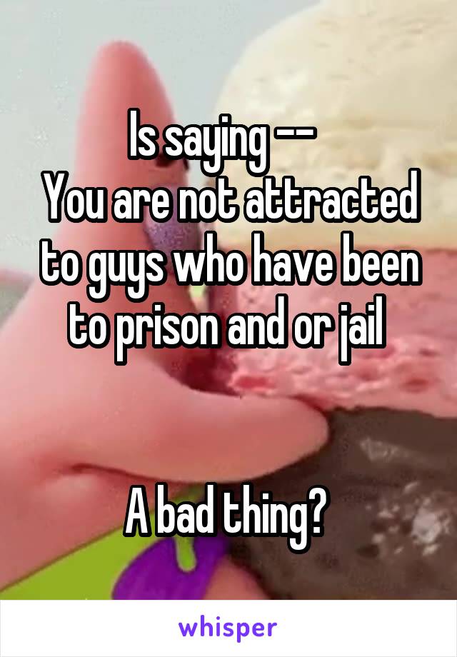 Is saying --  
You are not attracted to guys who have been to prison and or jail 


A bad thing? 