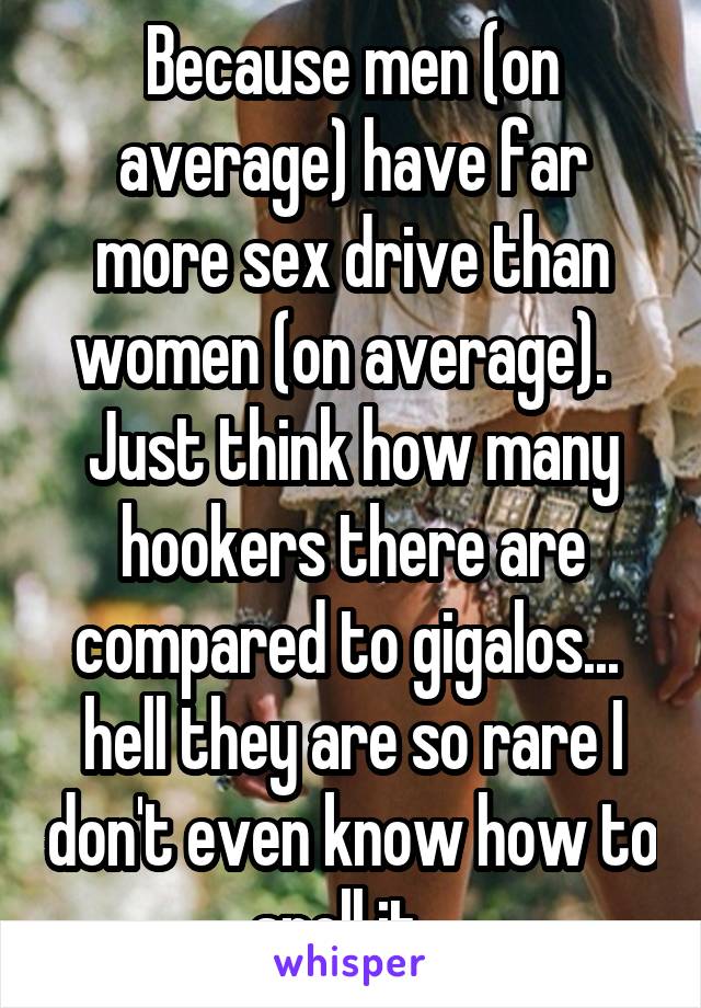 Because men (on average) have far more sex drive than women (on average).   Just think how many hookers there are compared to gigalos...  hell they are so rare I don't even know how to spell it...