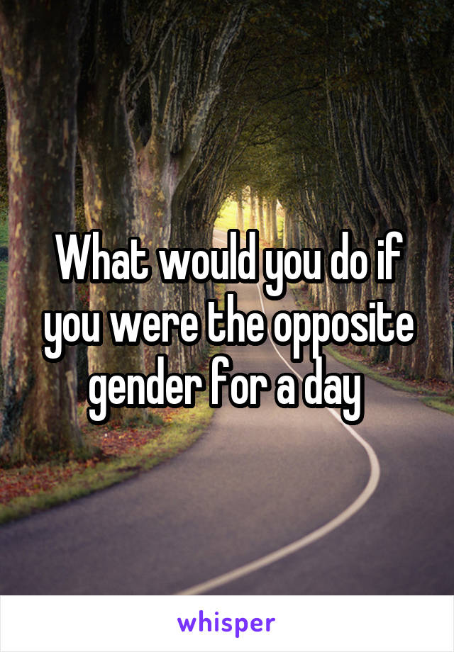 What would you do if you were the opposite gender for a day 