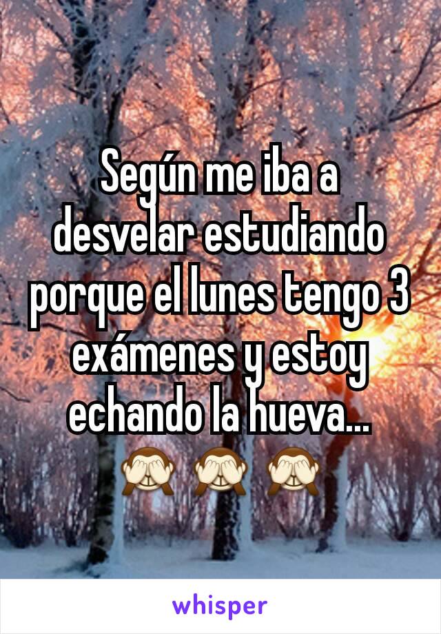 Según me iba a desvelar estudiando porque el lunes tengo 3 exámenes y estoy echando la hueva... 🙈🙈🙈