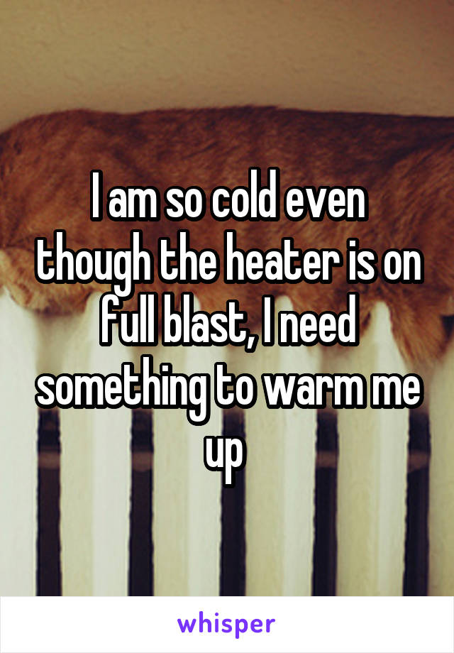 I am so cold even though the heater is on full blast, I need something to warm me up 