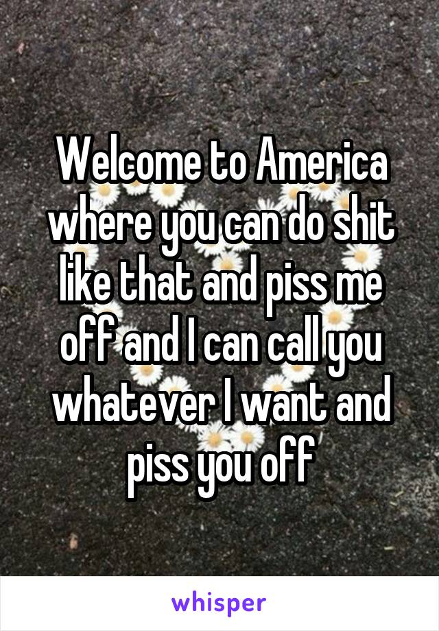 Welcome to America where you can do shit like that and piss me off and I can call you whatever I want and piss you off