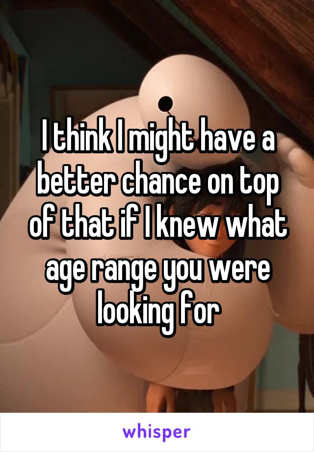 I think I might have a better chance on top of that if I knew what age range you were looking for