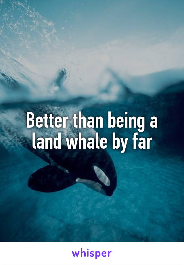 Better than being a land whale by far