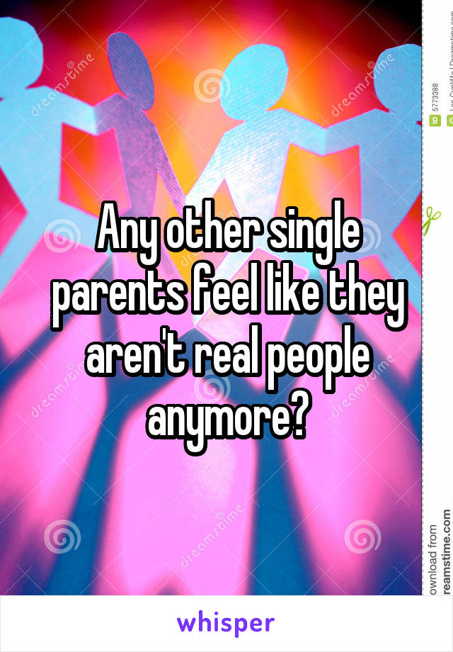 Any other single parents feel like they aren't real people anymore?