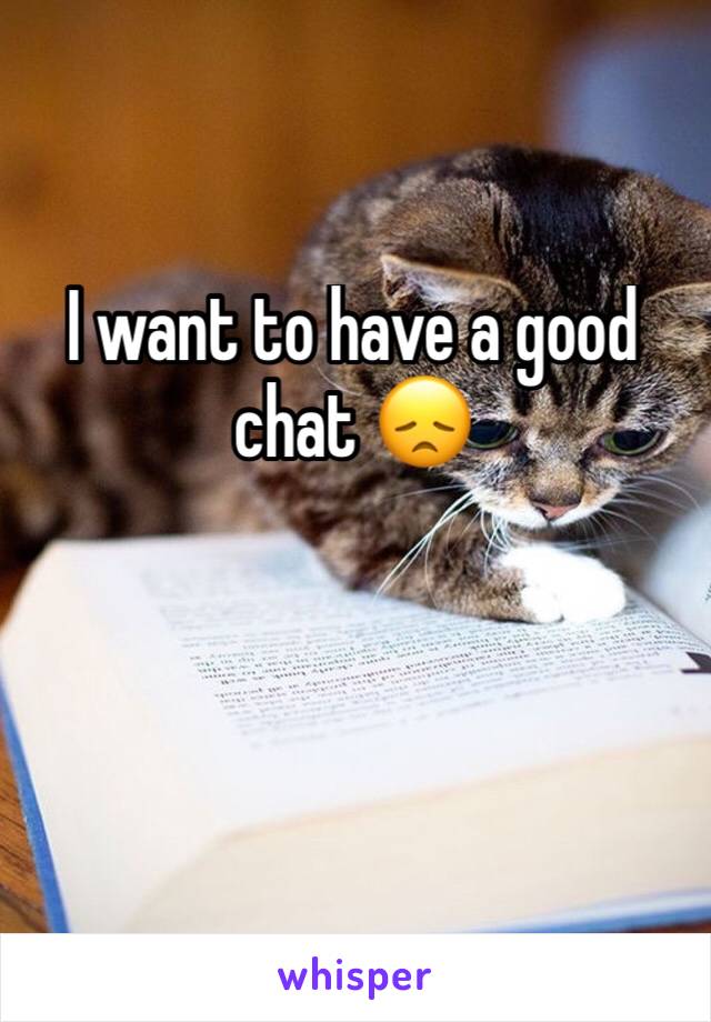 I want to have a good chat 😞