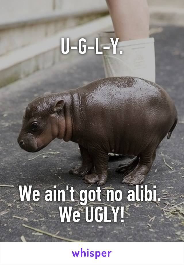 U-G-L-Y.






We ain't got no alibi.  We UGLY!