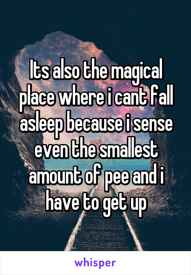 Its also the magical place where i cant fall asleep because i sense even the smallest amount of pee and i have to get up