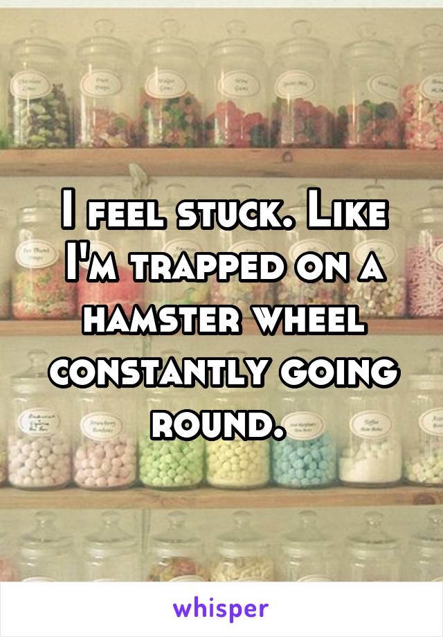 I feel stuck. Like I'm trapped on a hamster wheel constantly going round. 