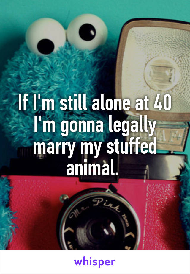 If I'm still alone at 40 I'm gonna legally marry my stuffed animal. 