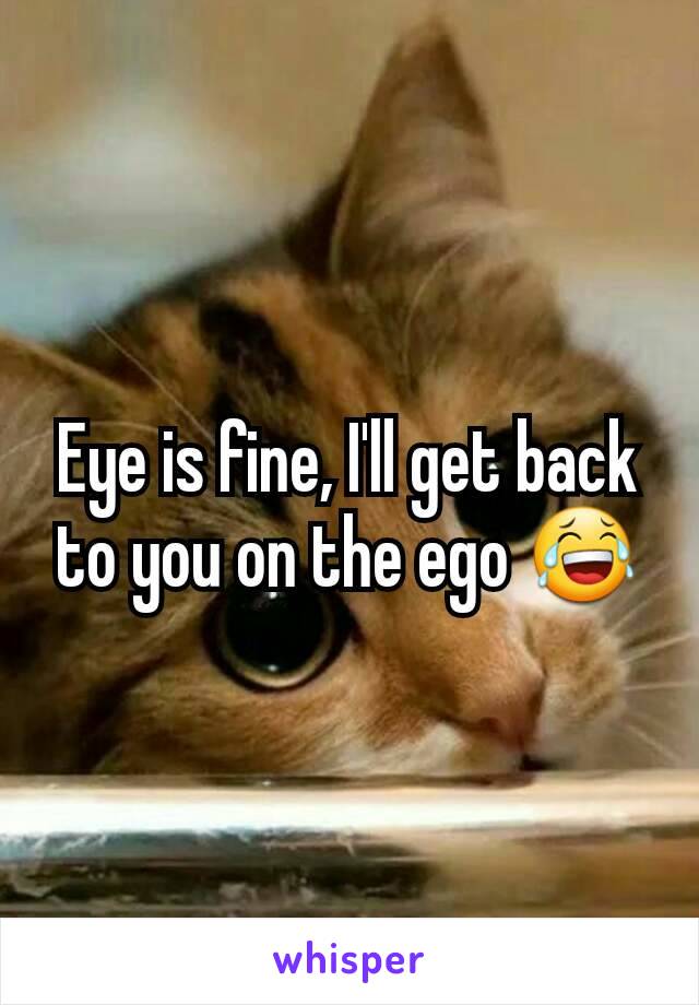 Eye is fine, I'll get back to you on the ego 😂
