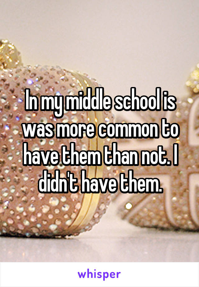 In my middle school is was more common to have them than not. I didn't have them.