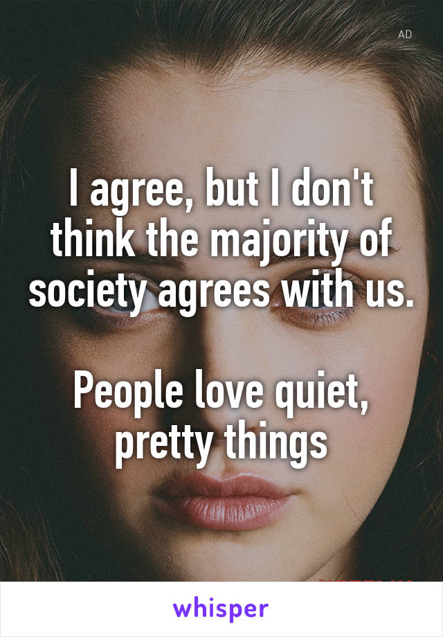 I agree, but I don't think the majority of society agrees with us.

People love quiet, pretty things