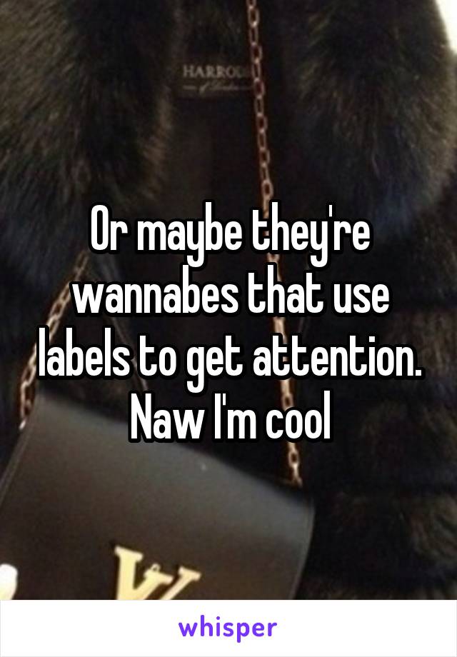 Or maybe they're wannabes that use labels to get attention.
Naw I'm cool