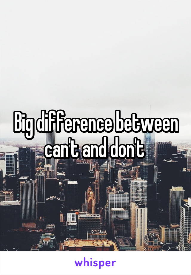 Big difference between can't and don't 