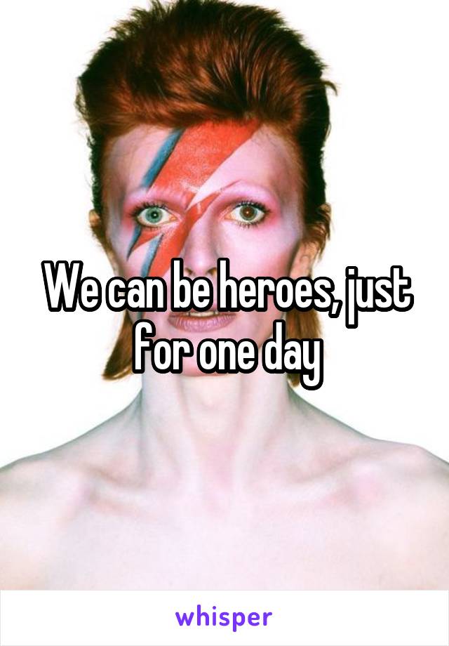 We can be heroes, just for one day