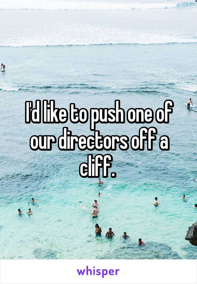 I'd like to push one of our directors off a cliff. 