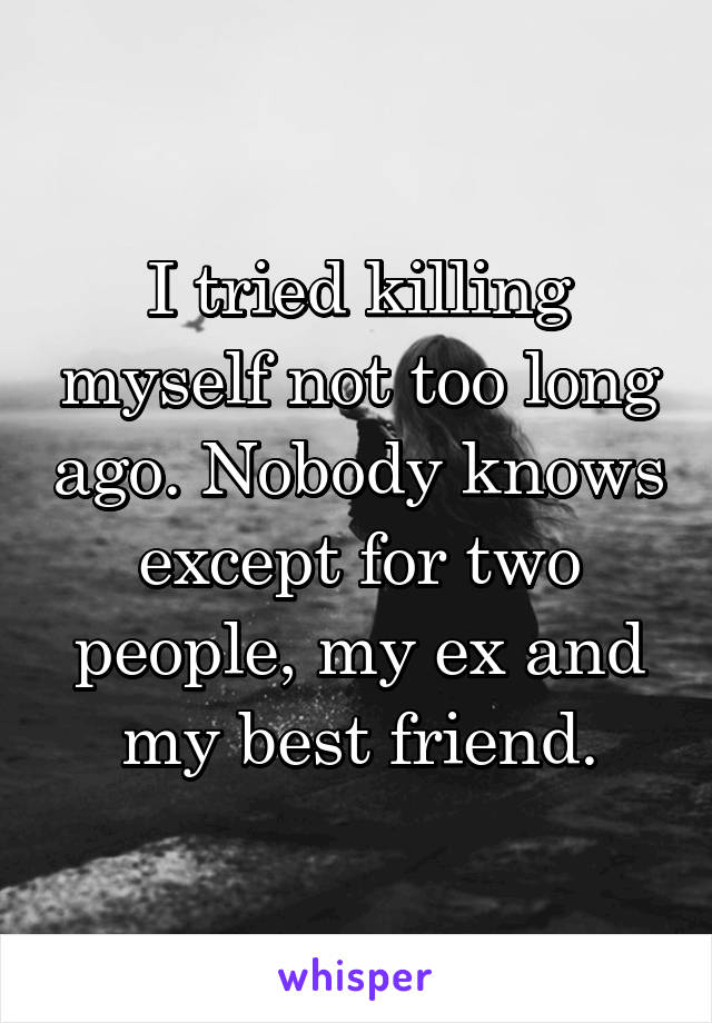 I tried killing myself not too long ago. Nobody knows except for two people, my ex and my best friend.