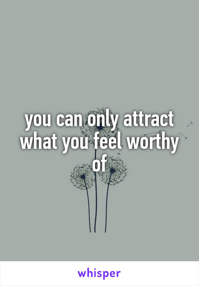 you can only attract what you feel worthy of