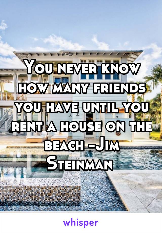 You never know how many friends you have until you rent a house on the beach -Jim Steinman 