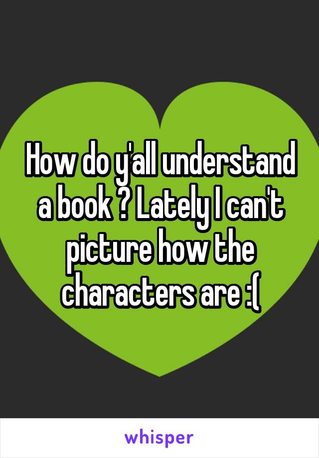 How do y'all understand a book ? Lately I can't picture how the characters are :(