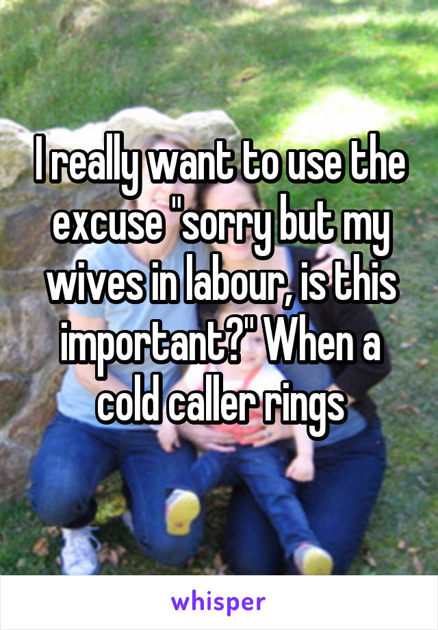 I really want to use the excuse "sorry but my wives in labour, is this important?" When a cold caller rings
