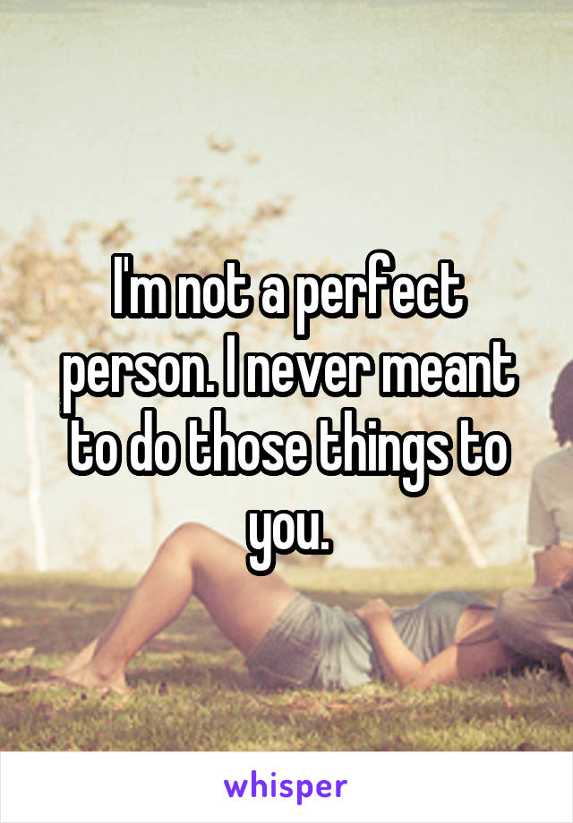 I'm not a perfect person. I never meant to do those things to you.