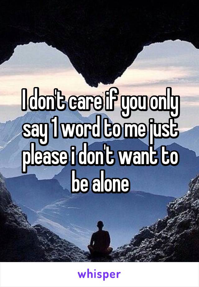 I don't care if you only say 1 word to me just please i don't want to be alone