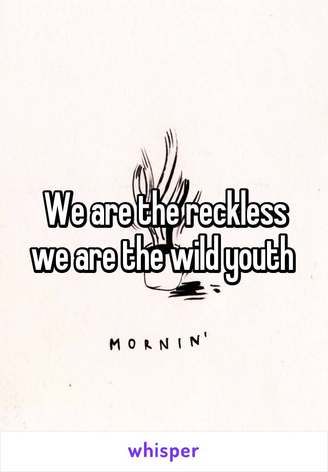 We are the reckless we are the wild youth 