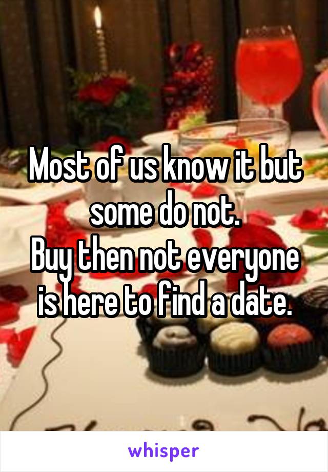 Most of us know it but some do not.
Buy then not everyone is here to find a date.