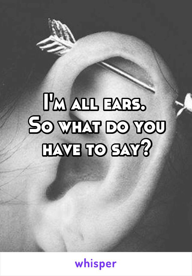 I'm all ears. 
So what do you have to say?
