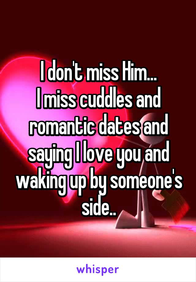 I don't miss Him...
I miss cuddles and romantic dates and saying I love you and waking up by someone's side..