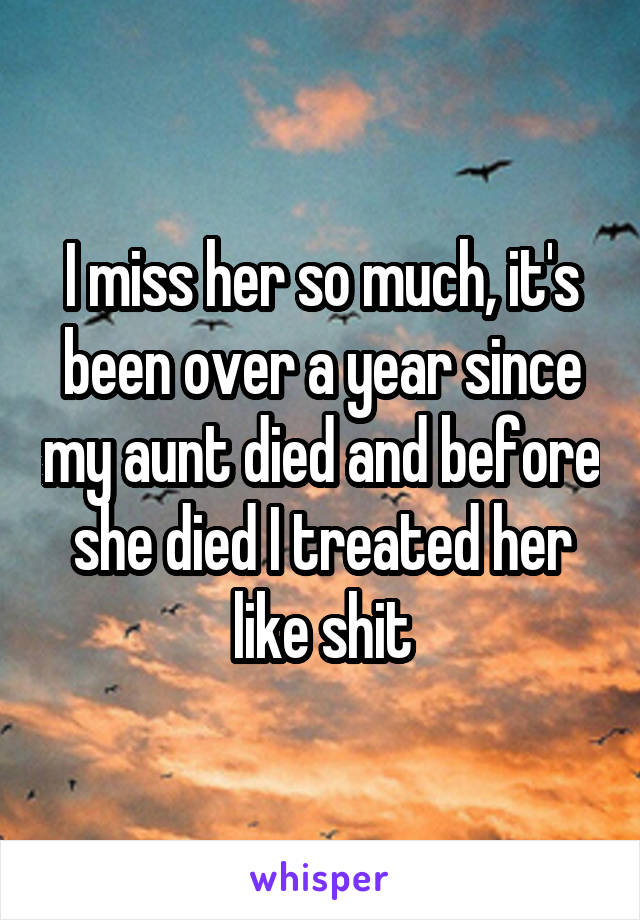 I miss her so much, it's been over a year since my aunt died and before she died I treated her like shit