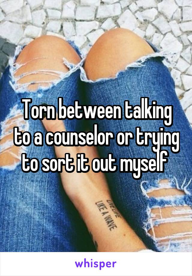 Torn between talking to a counselor or trying to sort it out myself 