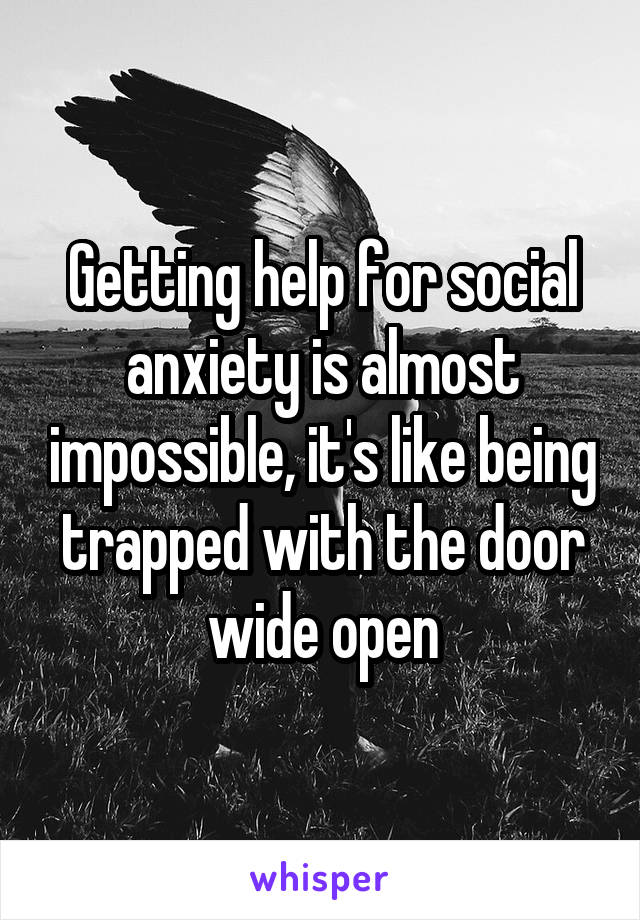 Getting help for social anxiety is almost impossible, it's like being trapped with the door wide open