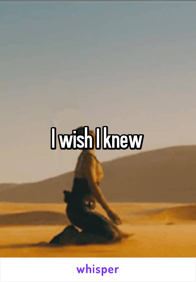 I wish I knew 