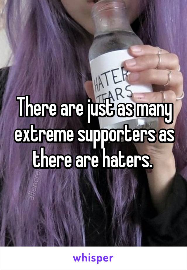 There are just as many extreme supporters as there are haters. 