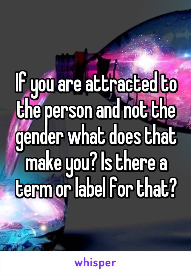 If you are attracted to the person and not the gender what does that make you? Is there a term or label for that?