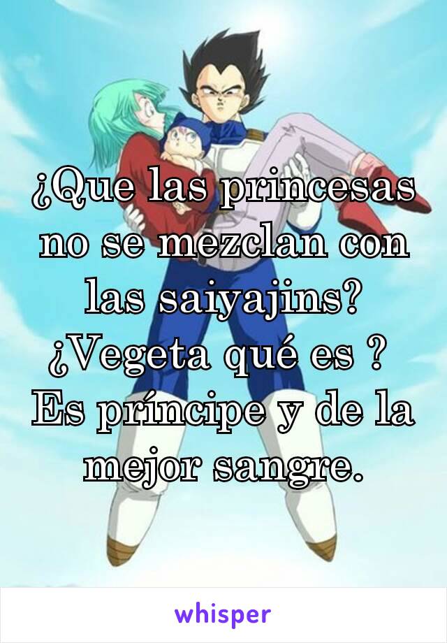 ¿Que las princesas no se mezclan con las saiyajins?
¿Vegeta qué es ? 
Es príncipe y de la mejor sangre.