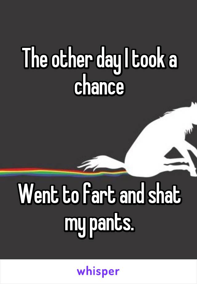 The other day I took a chance



Went to fart and shat my pants.