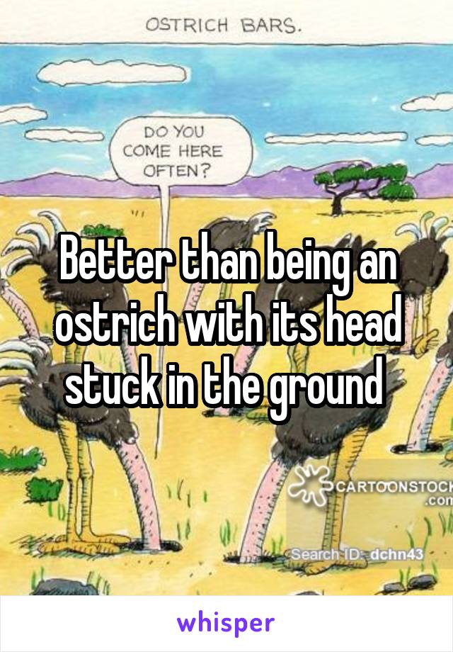 Better than being an ostrich with its head stuck in the ground 