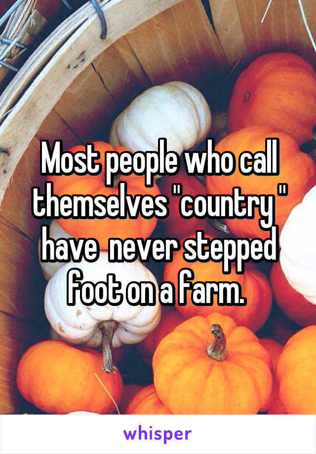 Most people who call themselves "country " have  never stepped foot on a farm. 