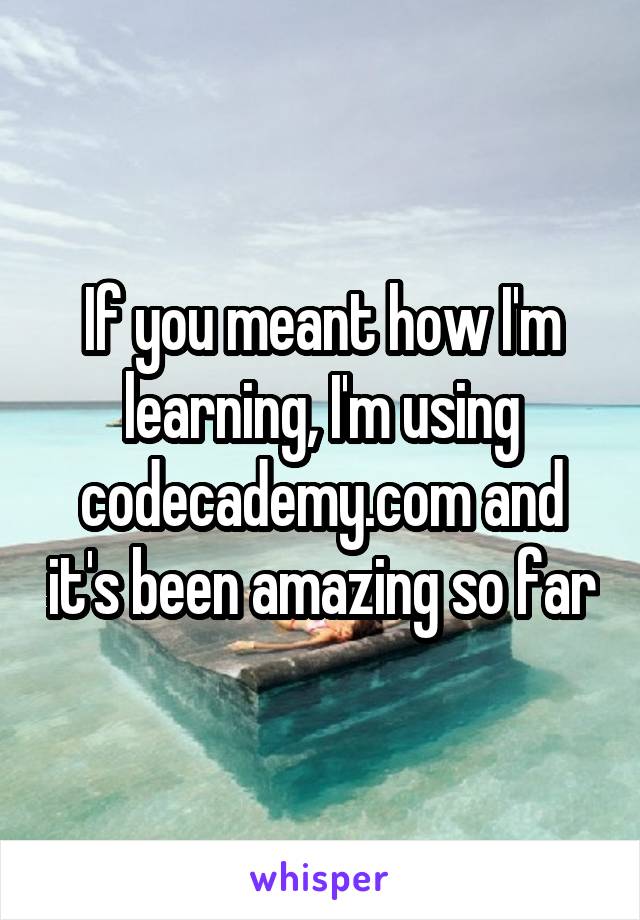 If you meant how I'm learning, I'm using codecademy.com and it's been amazing so far