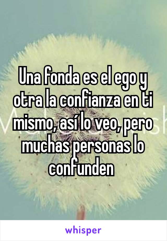 Una fonda es el ego y otra la confianza en ti mismo, así lo veo, pero muchas personas lo confunden 