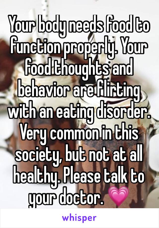 Your body needs food to function properly. Your food thoughts and behavior are flirting with an eating disorder. Very common in this society, but not at all healthy. Please talk to your doctor. 💗