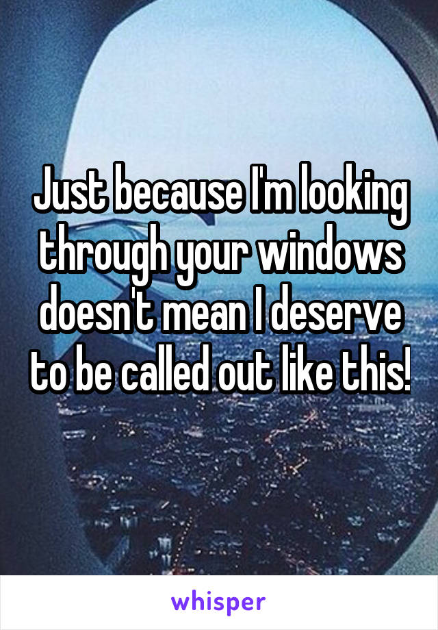 Just because I'm looking through your windows doesn't mean I deserve to be called out like this! 