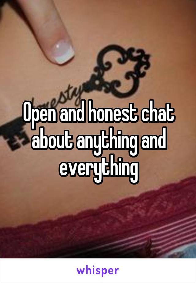 Open and honest chat about anything and everything